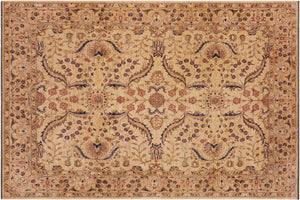 handmade Transitional Kafkaz Beige Tan Hand Knotted RECTANGLE 100% WOOL area rug 9' x 12'