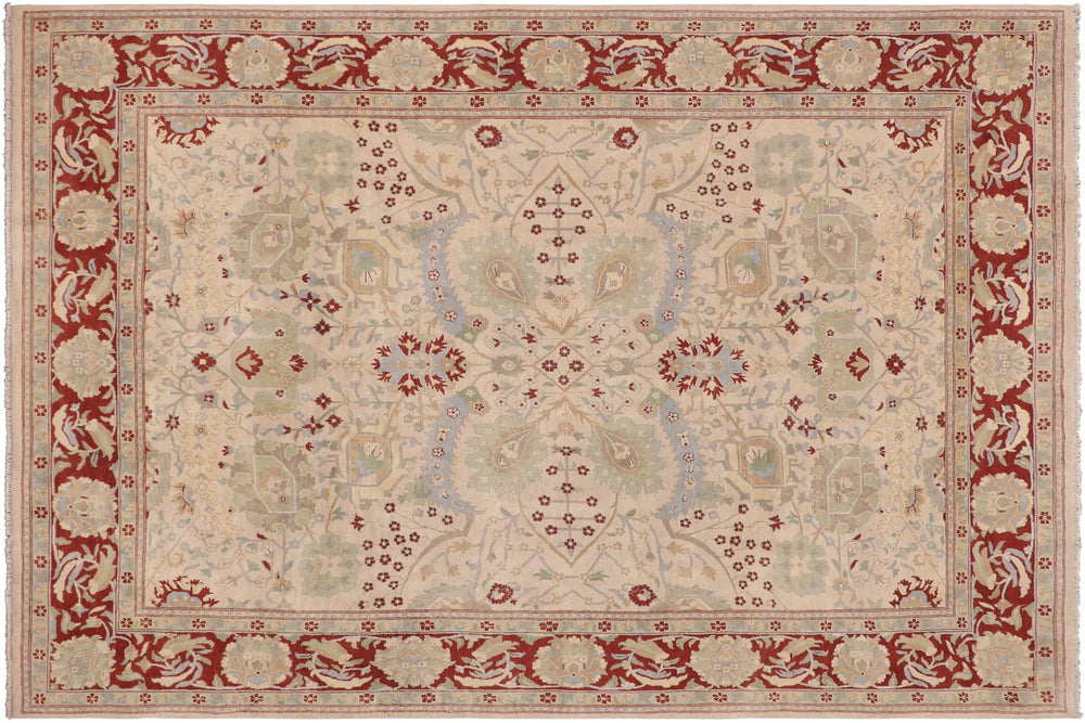 handmade Traditional Kafkaz Beige Rust Hand Knotted RECTANGLE 100% WOOL area rug 9x12