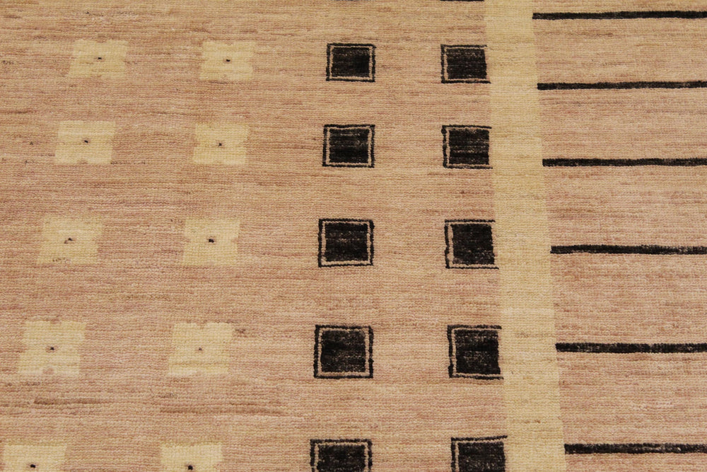 handmade Modern Kafkaz Nude Tan Hand Knotted RECTANGLE 100% WOOL area rug 9' x 12'
