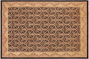 handmade Transitional Kafkaz Brown Tan Hand Knotted RECTANGLE 100% WOOL area rug 9' x 12'