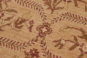 handmade Transitional Kafkaz Tan Brown Hand Knotted RECTANGLE 100% WOOL area rug 9' x 12'