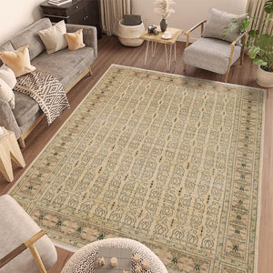 handmade Transitional Kafkaz Beige Brown Hand Knotted RECTANGLE 100% WOOL area rug 9' x 12'