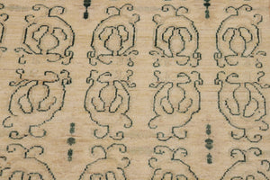 handmade Transitional Kafkaz Beige Brown Hand Knotted RECTANGLE 100% WOOL area rug 9' x 12'