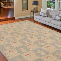 handmade Modern Kafkaz Lt. Blue Beige Hand Knotted RECTANGLE 100% WOOL area rug 9' x 12'