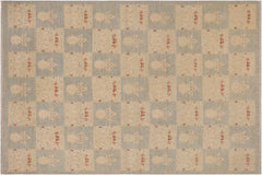 handmade Modern Kafkaz Lt. Blue Beige Hand Knotted RECTANGLE 100% WOOL area rug 9' x 12'