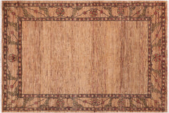 handmade Modern Gabbeh Beige Rust Hand Knotted RECTANGLE 100% WOOL area rug 6' x 8'