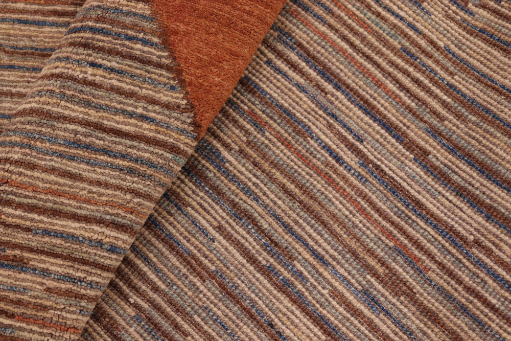 handmade Modern Gabbeh Orange Brown Hand Knotted RECTANGLE 100% WOOL area rug 6' x 9'