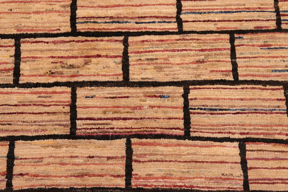 handmade Modern Gabbeh Black Beige Hand Knotted RECTANGLE 100% WOOL area rug 6' x 9'