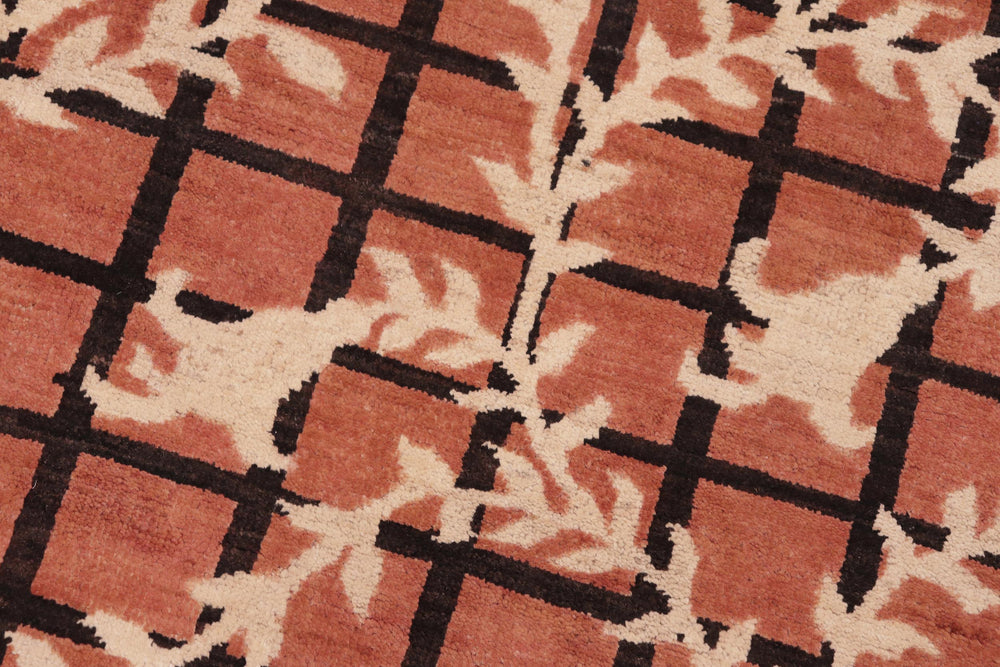 handmade Modern Kafkaz Orange Tan Hand Knotted RECTANGLE 100% WOOL area rug 6' x 9'