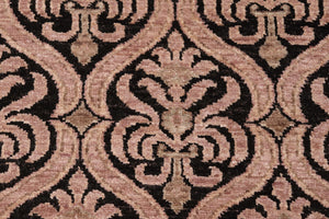 handmade Transitional Kafkaz Black Tan Hand Knotted RECTANGLE 100% WOOL area rug 6' x 9'