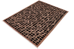 handmade Modern Kafkaz Black Brown Hand Knotted RECTANGLE 100% WOOL area rug 6' x 9'