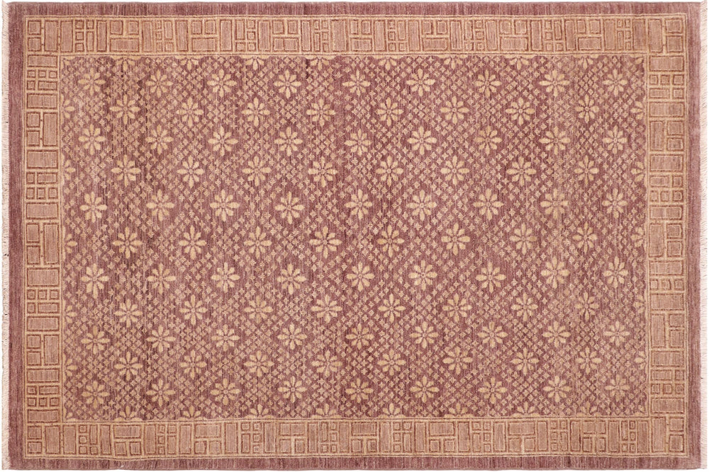 handmade Modern Kafkaz Red Gold Hand Knotted RECTANGLE 100% WOOL area rug 6' x 9'