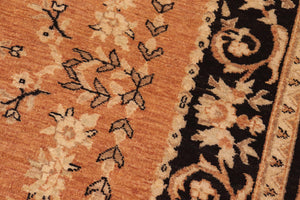 handmade Transitional Kafkaz Rust Black Hand Knotted RECTANGLE 100% WOOL area rug 6' x 9'