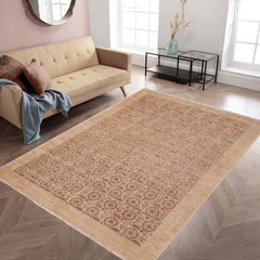 handmade Modern Kafkaz Red Tan Hand Knotted RECTANGLE 100% WOOL area rug 6' x 9'