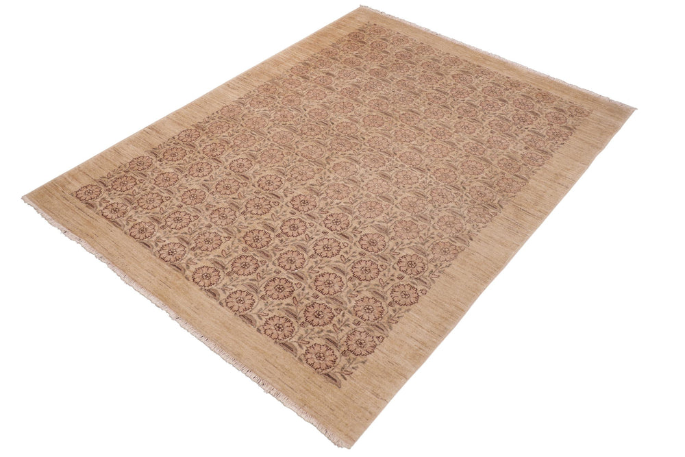 handmade Modern Kafkaz Red Tan Hand Knotted RECTANGLE 100% WOOL area rug 6' x 9'