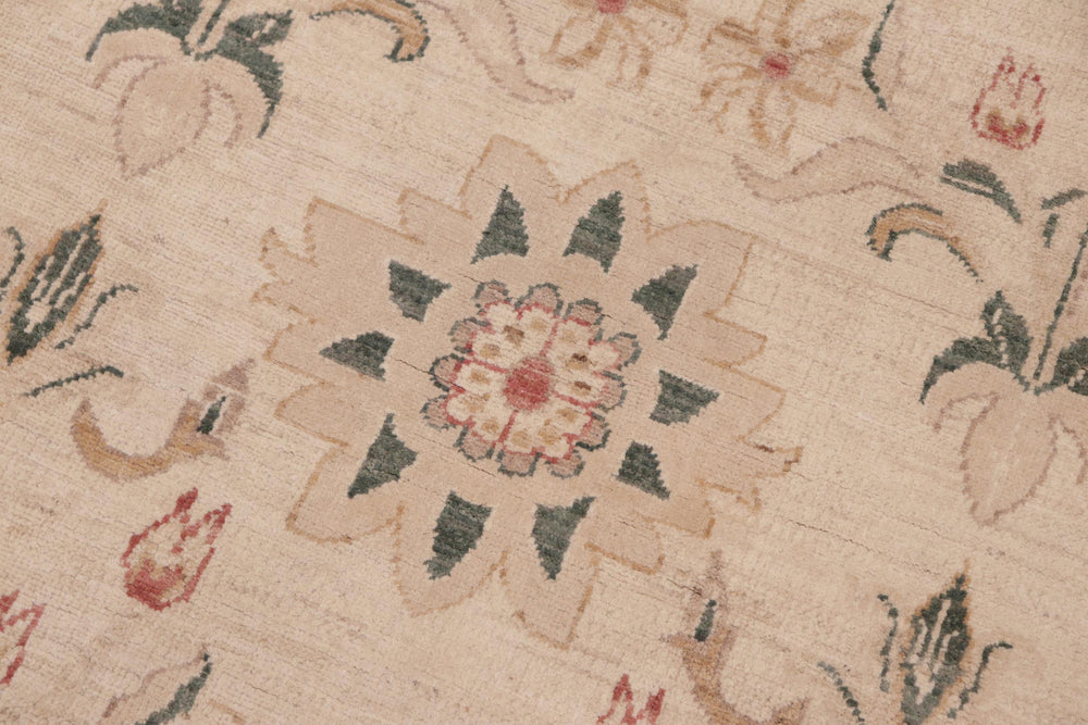handmade Modern Kafkaz Tan Green Hand Knotted RECTANGLE 100% WOOL area rug 6' x 9'