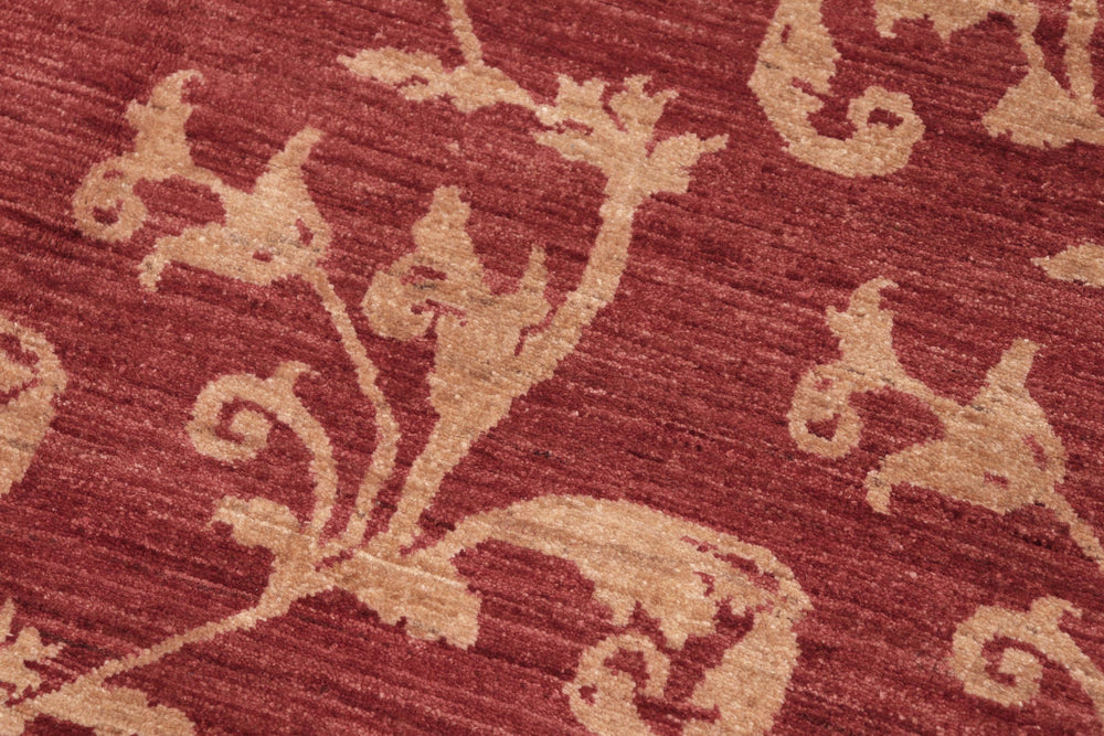 handmade Modern Kafkaz Red Gold Hand Knotted RECTANGLE 100% WOOL area rug 6' x 9'
