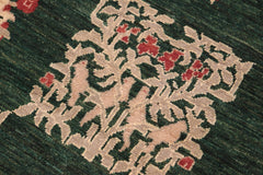 handmade Modern Kafkaz Green Tan Hand Knotted RECTANGLE 100% WOOL area rug 6' x 9'