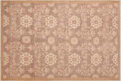 handmade Modern Kafkaz Brown Gold Hand Knotted RECTANGLE 100% WOOL area rug 6' x 9'