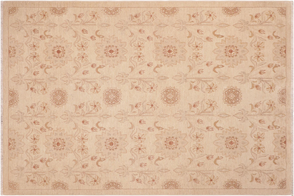 handmade Modern Kafkaz Beige Gold Hand Knotted RECTANGLE 100% WOOL area rug 6' x 9'