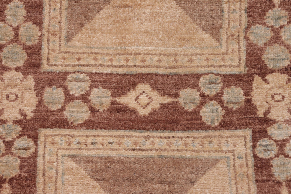 handmade Modern Kafkaz Brown Tan Hand Knotted RECTANGLE 100% WOOL area rug 6' x 9'
