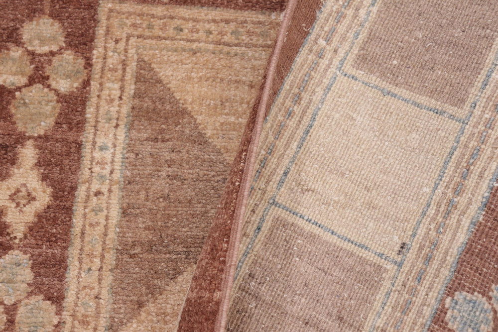 handmade Modern Kafkaz Brown Tan Hand Knotted RECTANGLE 100% WOOL area rug 6' x 9'