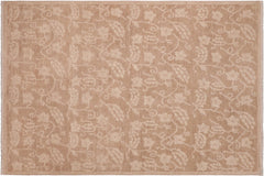handmade Modern Kafkaz Brown Tan Hand Knotted RECTANGLE 100% WOOL area rug 6' x 9'