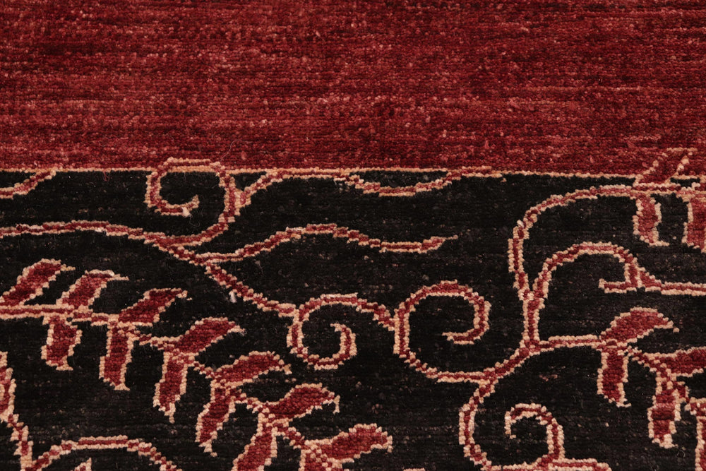 handmade Modern Kafkaz Red Black Hand Knotted RECTANGLE 100% WOOL area rug 6' x 10'