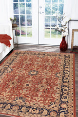 handmade Transitional Kafkaz Rust Drk. Blue Hand Knotted RECTANGLE 100% WOOL area rug 10' x 14'