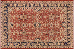 handmade Transitional Kafkaz Rust Drk. Blue Hand Knotted RECTANGLE 100% WOOL area rug 10' x 14'