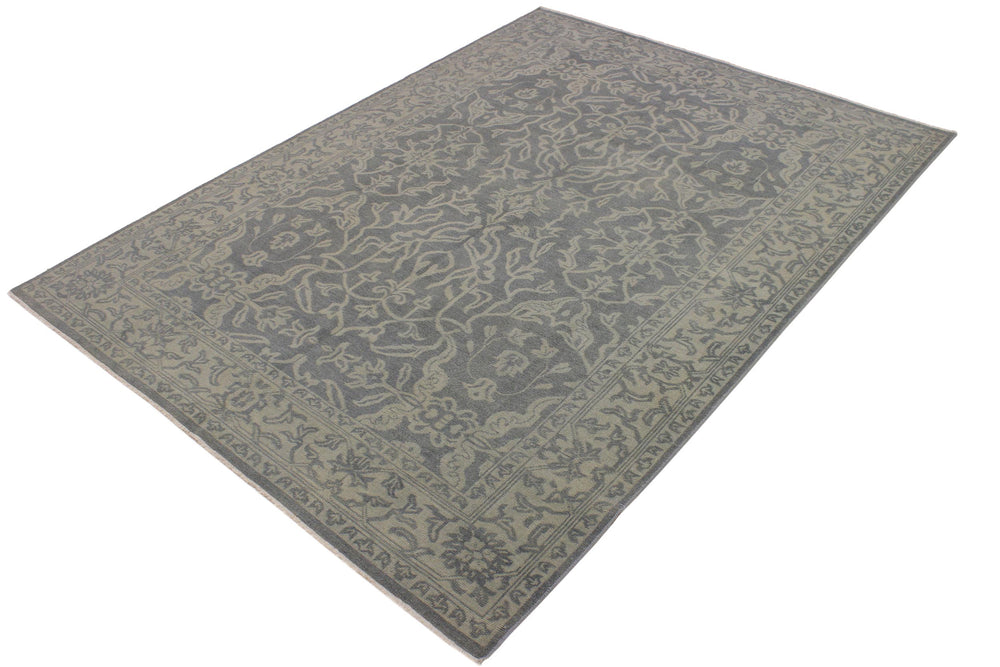 handmade Traditional Kafkaz Gray Green Hand Knotted RECTANGLE 100% WOOL area rug 8' x 11'