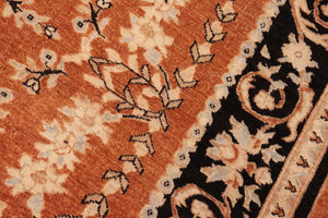 handmade Transitional Kafkaz Rust Black Hand Knotted RECTANGLE 100% WOOL area rug 6' x 9'