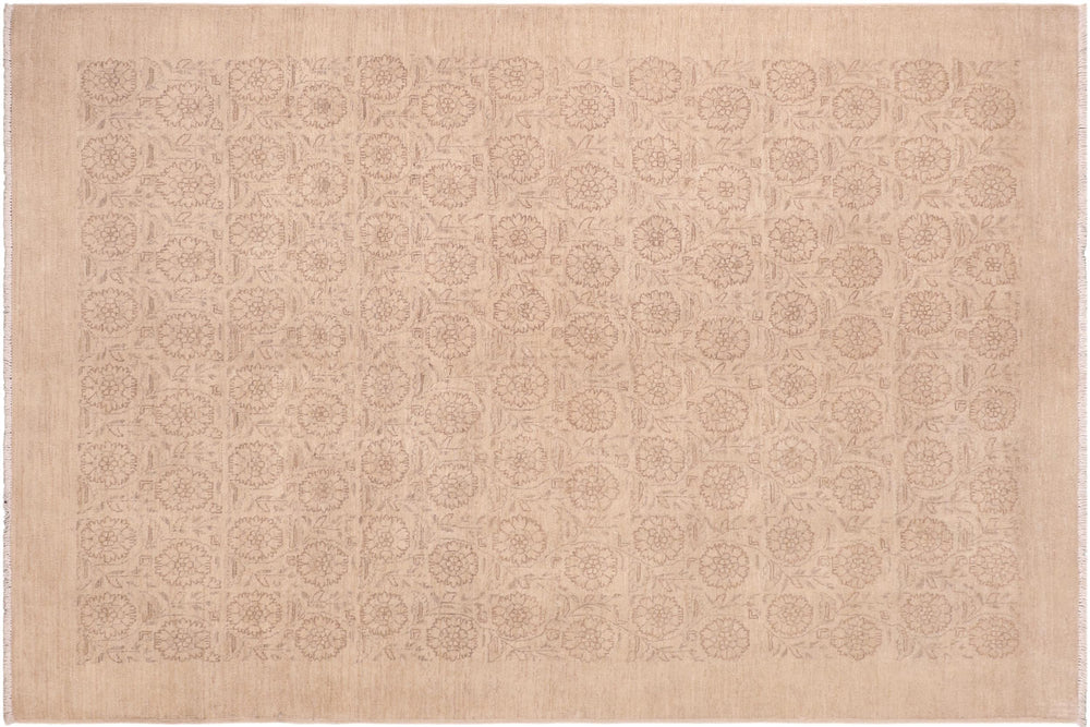 handmade Modern Kafkaz Tan Brown Hand Knotted RECTANGLE 100% WOOL area rug 6' x 9'