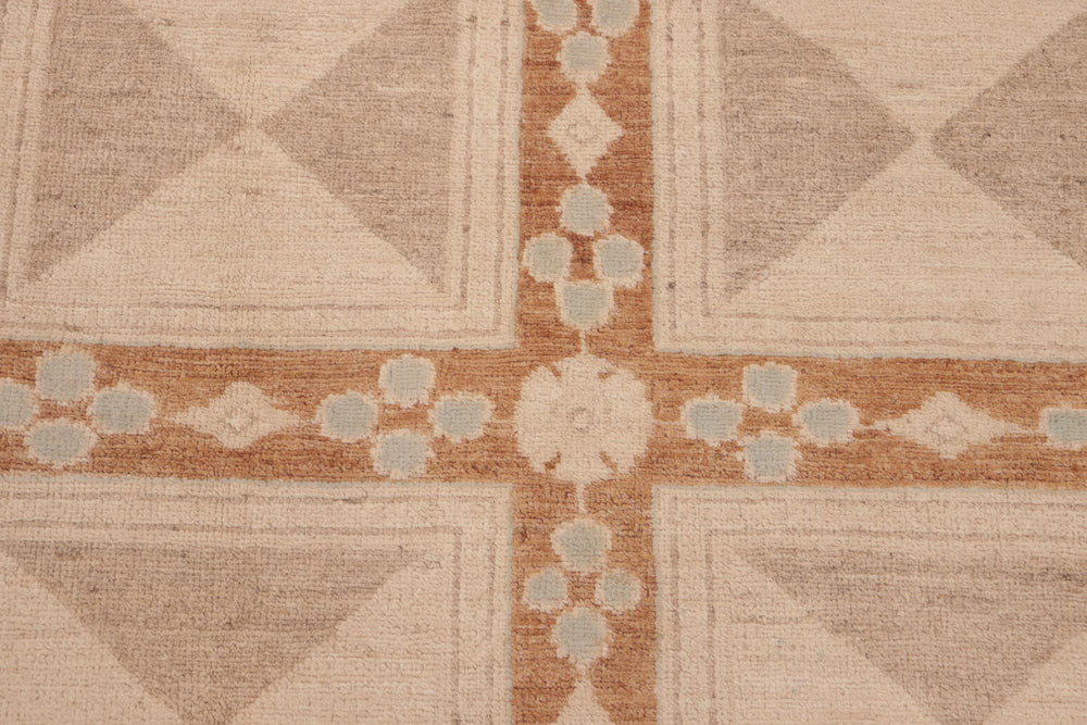 handmade Modern Kafkaz Rust Tan Hand Knotted RECTANGLE 100% WOOL area rug 6' x 9'