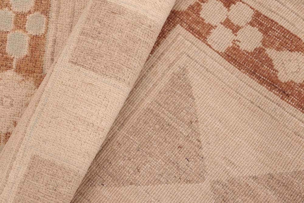handmade Modern Kafkaz Rust Tan Hand Knotted RECTANGLE 100% WOOL area rug 6' x 9'