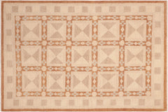 handmade Modern Kafkaz Rust Tan Hand Knotted RECTANGLE 100% WOOL area rug 6' x 9'