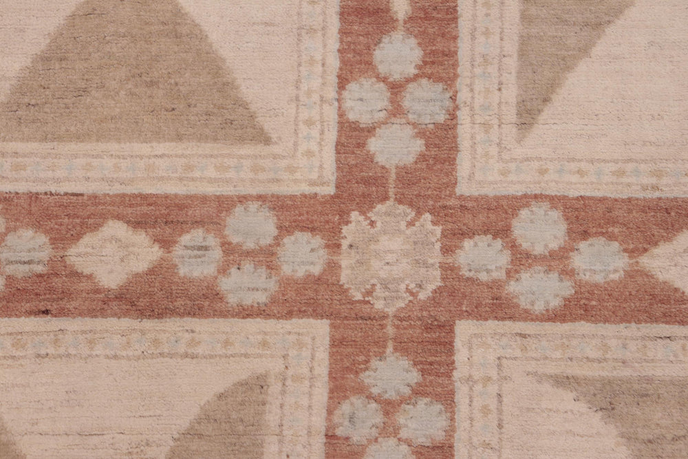 handmade Modern Kafkaz Rust Tan Hand Knotted RECTANGLE 100% WOOL area rug 6' x 9'