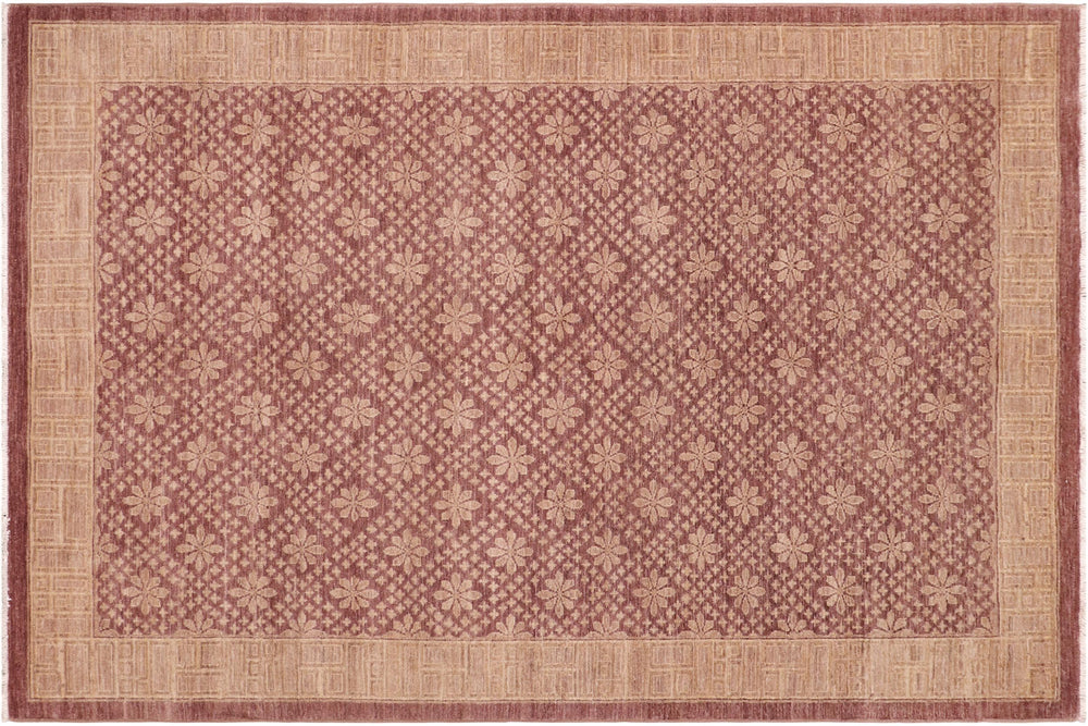 handmade Modern Kafkaz Red Brown Hand Knotted RECTANGLE 100% WOOL area rug 6' x 9'