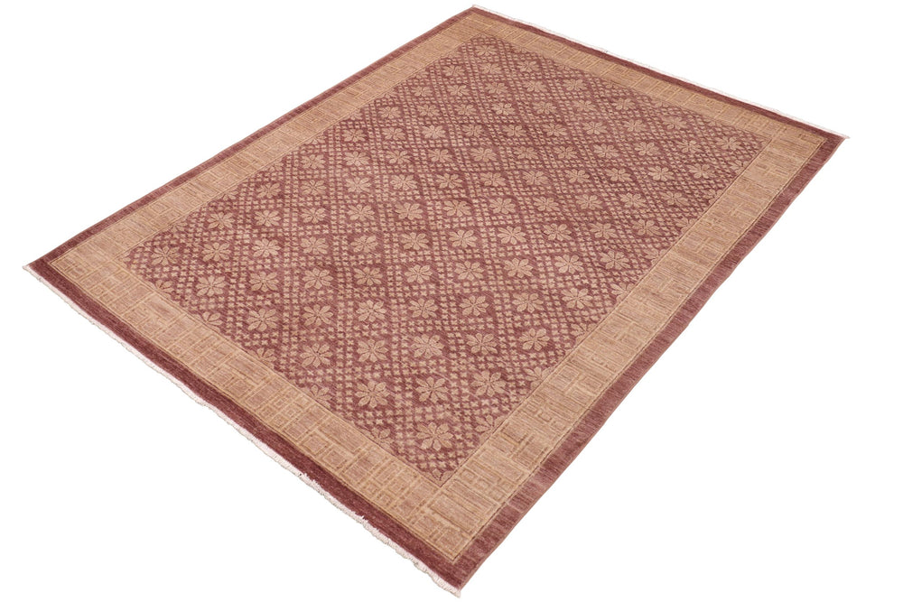 handmade Modern Kafkaz Red Brown Hand Knotted RECTANGLE 100% WOOL area rug 6' x 9'