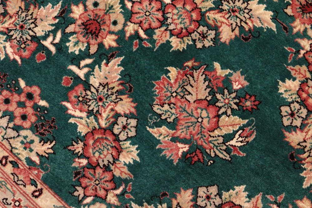 handmade Transitional Gulab Green Ivory Hand Knotted RECTANGLE 100% WOOL area rug 6x9