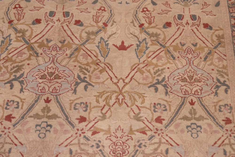 handmade Transitional Mujahid Tan Red Hand Knotted RECTANGLE 100% WOOL area rug 6x9
