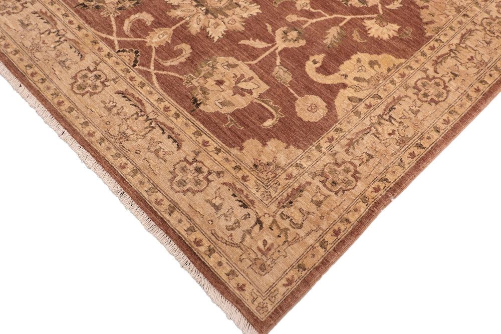handmade Traditional Kafkaz Brown Tan Hand Knotted RECTANGLE 100% WOOL area rug 8x9