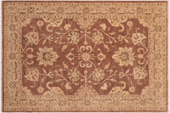 handmade Traditional Kafkaz Brown Tan Hand Knotted RECTANGLE 100% WOOL area rug 8x9