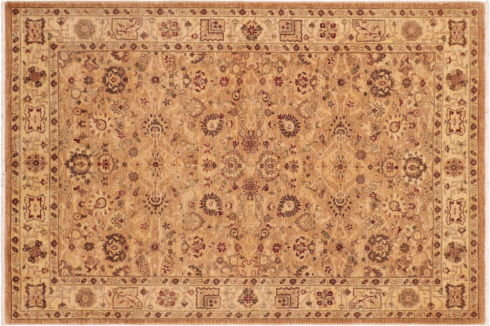 handmade Traditional Kafkaz Tan Beige Hand Knotted RECTANGLE 100% WOOL area rug 6x9