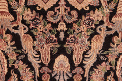 handmade Transitional Kashan Black Gold Hand Knotted RECTANGLE 100% WOOL area rug 6x9