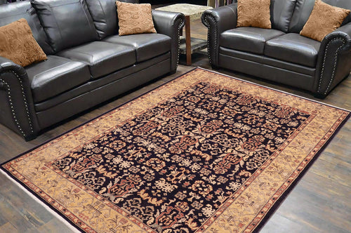 handmade Transitional Kafkaz Blue Gold Hand Knotted RECTANGLE 100% WOOL area rug 6' x 9'