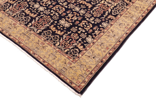handmade Transitional Kafkaz Blue Gold Hand Knotted RECTANGLE 100% WOOL area rug 6' x 9'