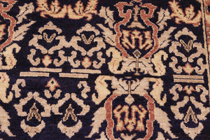 handmade Transitional Kafkaz Blue Gold Hand Knotted RECTANGLE 100% WOOL area rug 6' x 9'