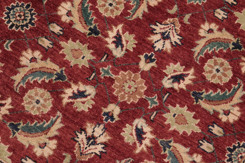 handmade Transitional Kafkaz Red Blue Hand Knotted RECTANGLE 100% WOOL area rug 6' x 9'