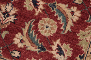 handmade Transitional Kafkaz Red Blue Hand Knotted RECTANGLE 100% WOOL area rug 6' x 9'